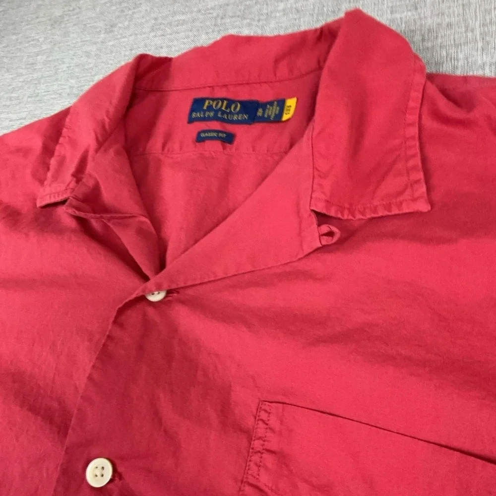 Polo Ralph Lauren Shirt Mens XL Red Short Sleeve Button Up Classic Fit
